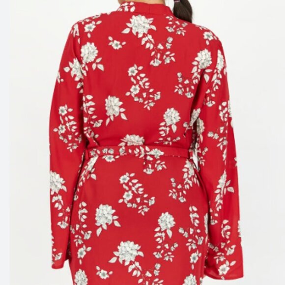 Guess Floral Red Belted Kimono - Picture 2 of 2